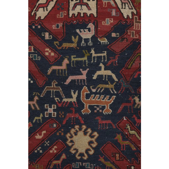 1960s Vintage Anatolian Animal Soumac Runner Rug 4'5'' X 9'8'' For Sale - Image 9 of 13