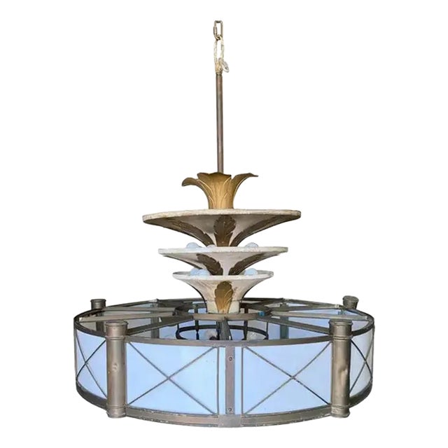 1920s Hollywood Theater 32 Light Chandelier With Palm Motif For Sale