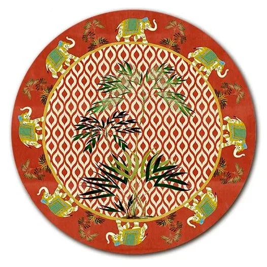Contemporary Italian Red Placemat With Elephants For Sale - Image 3 of 3