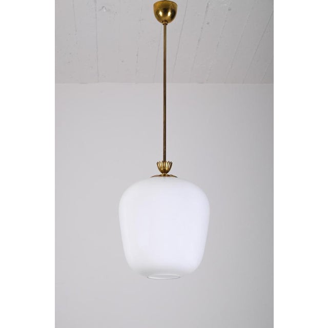 Brown Glass and Brass Pendant attributed to Böhlmarks, Sweden, 1940s For Sale - Image 8 of 9