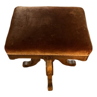 Antique 19th-Century George W. Archer Victorian Piano Stool With Cast Iron Swivel For Sale