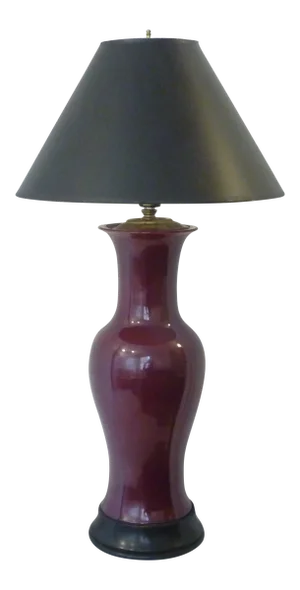 Early 20th Century Antique Japanese Oxblood Baluster Form Ceramic Lamp