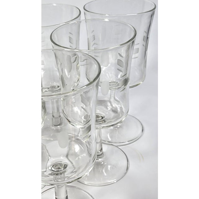 Abstract Etched Goblets- Set of Six For Sale - Image 9 of 12