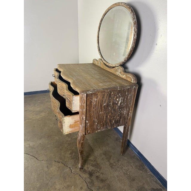 French Provincial Dresser With Mirror in Distressed Rococo Style For Sale - Image 13 of 18