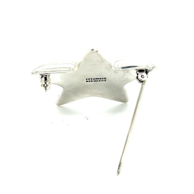 Metal 1990s Tiffany & Co Estate Puffed Star Brooch Sterling Silver For Sale - Image 7 of 9
