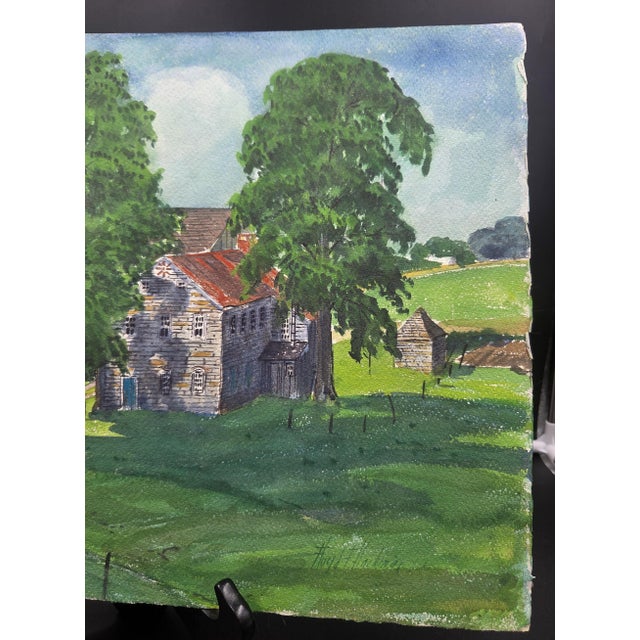 Mid-Century Pennsylvania Stone Grist Mill Watercolor by Floyd F. Hackman For Sale - Image 13 of 18