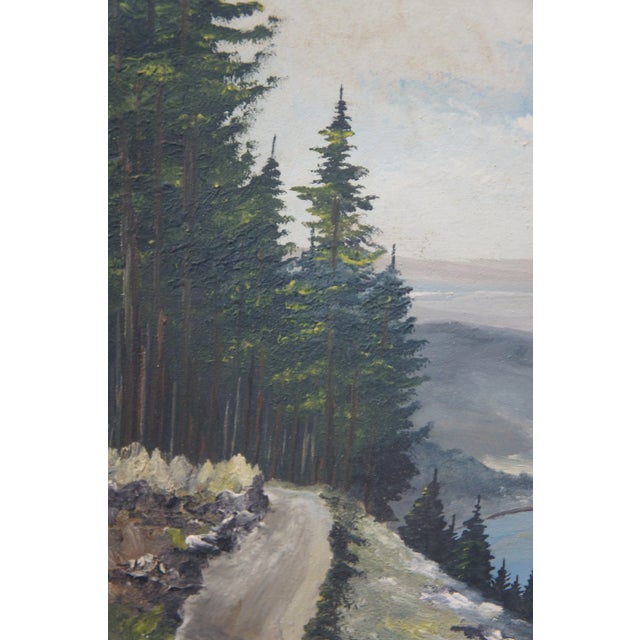 Gray Vintage Eduard Enzmann Alpine Lake Landscape Oil Painting on Board 19" For Sale - Image 8 of 10