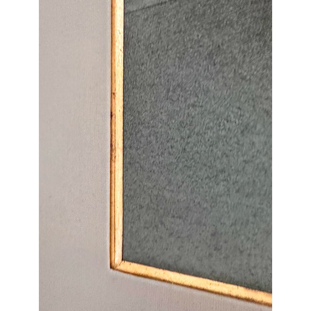 Textile 1970s Original Signed Henderson "Study for Guitar" Pencil and White Wash Sketch in Grey Linen and Gold Matting For Sale - Image 7 of 14