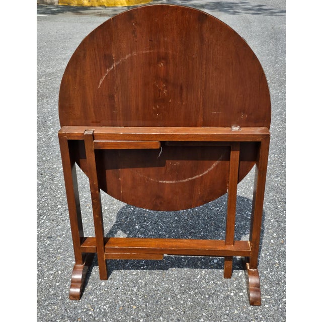 Brown Chinese Carved Hardwood and Glass Tilt-Top Tea Table or Side Table For Sale - Image 8 of 8