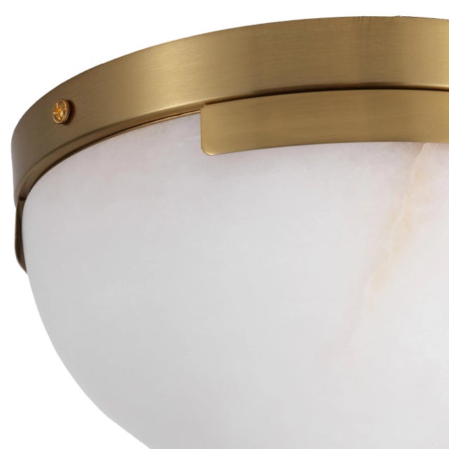 Modern Eddie Alabaster Flush Mount in Off White/Brass For Sale - Image 3 of 4