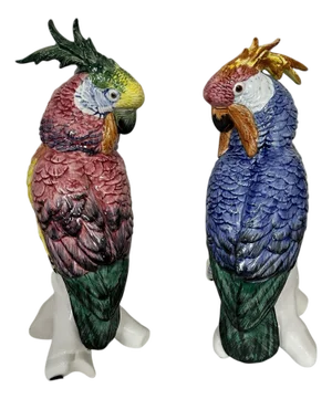 Vintage Italian Chelsea House Parrots- A Pair