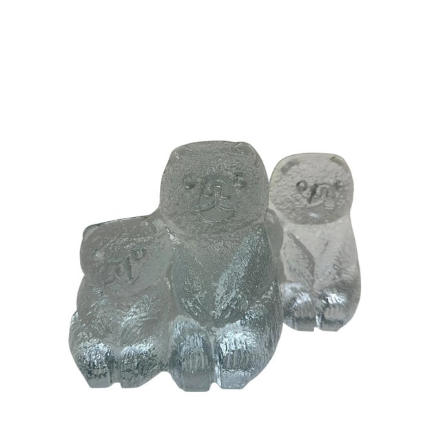Blenko Pair of Blenko Clear Glass Bear Bookends For Sale - Image 4 of 5
