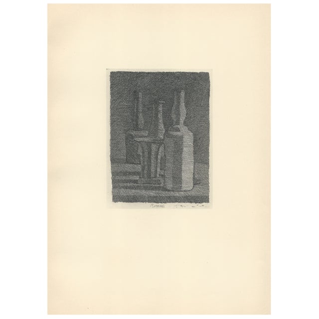Giorgio Morandi, Still Life with Vase and Three Bottles, 1945-1957, Lithograph For Sale