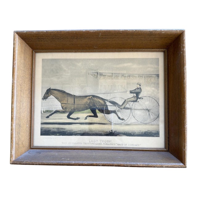 Antique Currier & Ives Lithograph "Lady Thorn" Trotting Horse c. 1860s For Sale