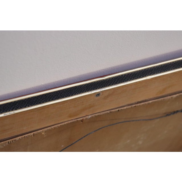 Vintage Umberto Mascagni Upholstered Wall Mirror With Leather and Brass Border For Sale - Image 18 of 18