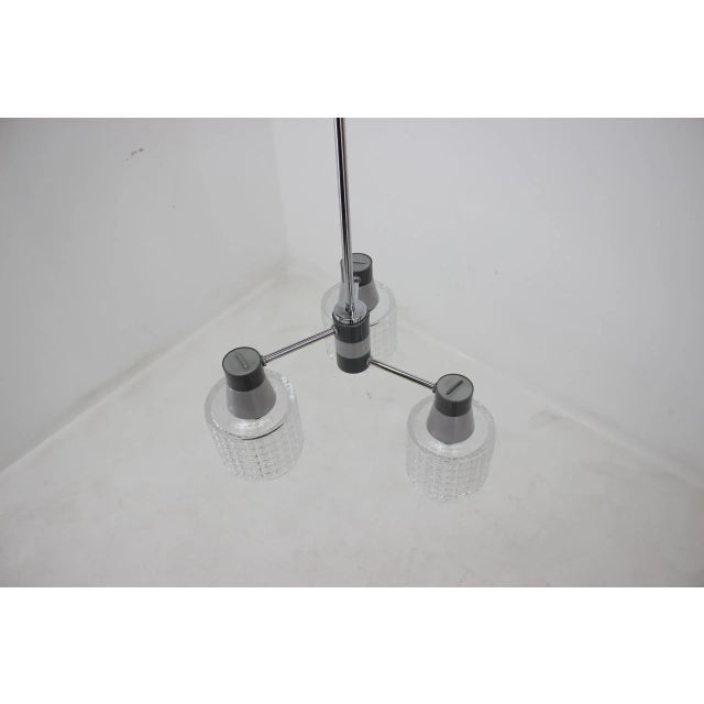 Glass Chrome & Glass Chandelier from Drukov, 1970s For Sale - Image 7 of 13