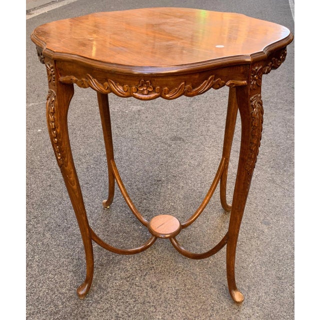 Antique Art Nouveau Carved Wooden Table For Sale - Image 6 of 6