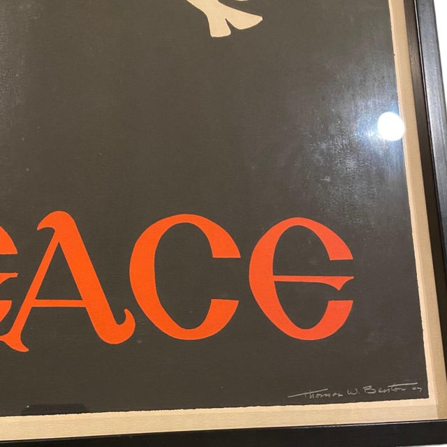 American 1967 Thomas W. Benton Signed Peace Silkscreen Poster Vietnam Anti War Art Framed For Sale - Image 3 of 7
