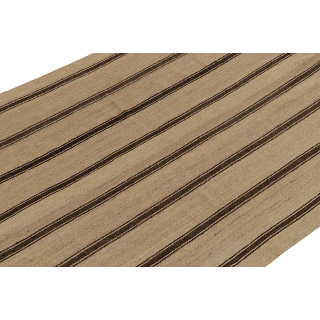 Rug & Kilim Handwoven Vintage Kilim Beige-Brown Stripe Patterns For Sale - Image 4 of 8