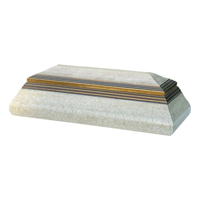 Vintage Crackled Parchment Decorative Box For Sale