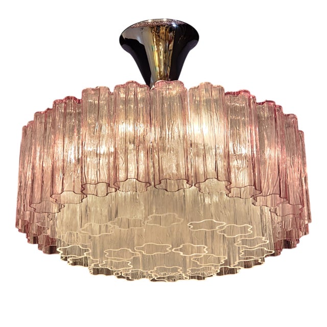 Vintage Chandelier with Truncated Murano Glass in Crystal and Amethyst Colour, 2009 For Sale