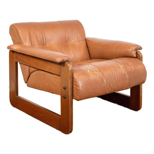 1970s Percival Lafer Mp-185 Cognac Leather Chair For Sale