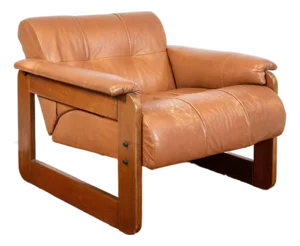1970s Percival Lafer Mp-185 Cognac Leather Chair