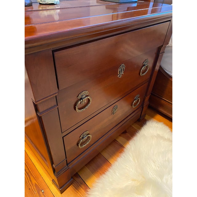 Vintage Henredon Registry Tongue Groove Solid Cherry Nightstand Set of