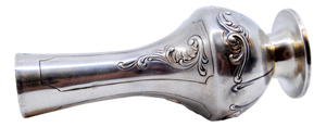 Small Silver Vase with Round Base and Raised Floral Motifs