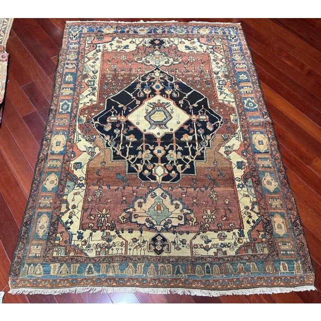 1920s Antique Bahsais Rug – Rare, Intricate Design | 4'6" X 6'3" For Sale - Image 5 of 5