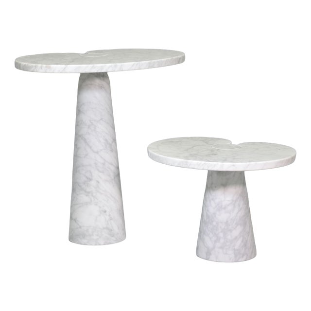 Carrara Marble Side Tables by Angelo Mangiarotti for Skipper, 1975, Set of 2 For Sale