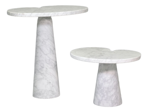 Carrara Marble Side Tables by Angelo Mangiarotti for Skipper, 1975, Set of 2