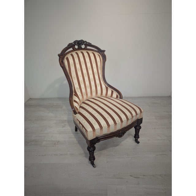 Vintage Chair in Carved Wood on Wheels, 1955 For Sale - Image 16 of 16