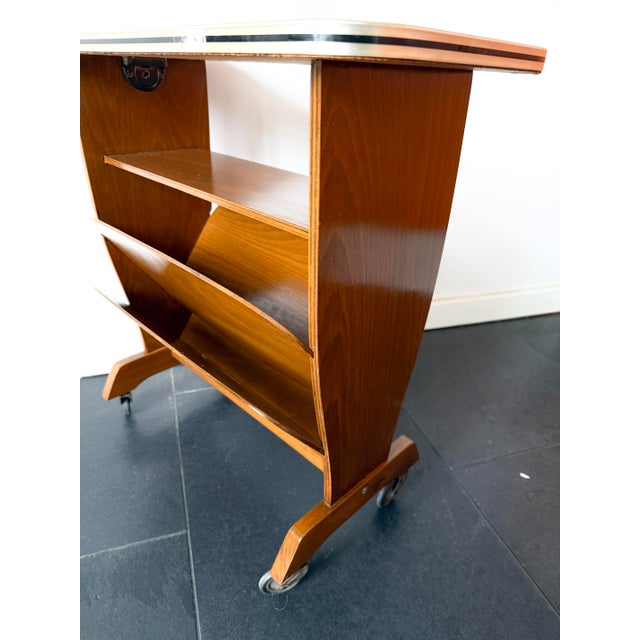 Mid-Century Modern Bar Cart with Marble-Effect Top, 1950s For Sale - Image 4 of 14