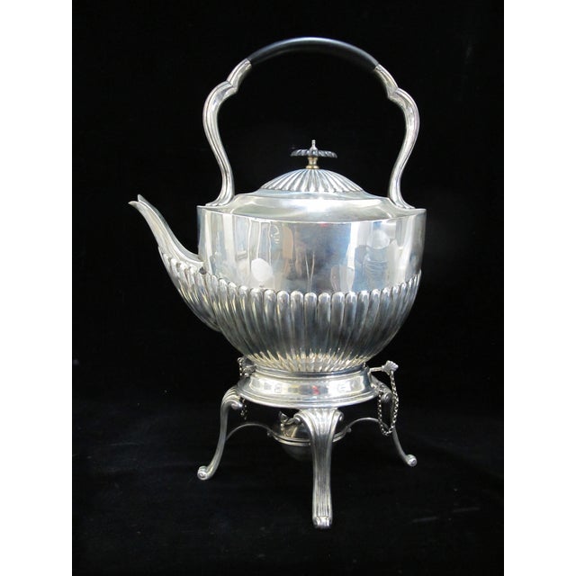 Engraved Hand & Dagger Crest Sterling Silver Teapot Coffee Hot Water Warmer Pot For Sale - Image 12 of 12