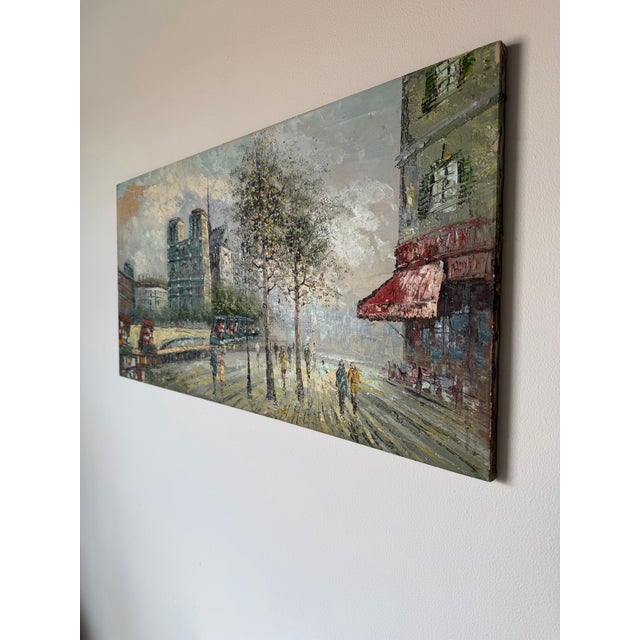 Caroline C. Burnett (1877–1950) Parisian Street Scene Oil on Canvas Painting – Signed, Unframed For Sale - Image 4 of 12
