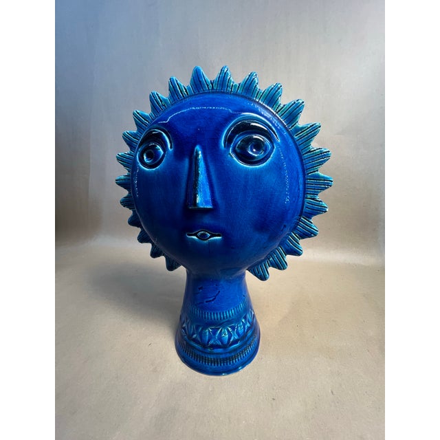 1990s 1990s Bitossi Ceramics Rimini Blue Sun Figure by Aldo Londi For Sale - Image 5 of 7