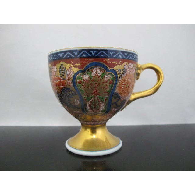 Japanese Japanese Arita Ware Imari Kisen Kiln Vivid Gokunishiki Porcelain Cup & Saucer For Sale - Image 3 of 16