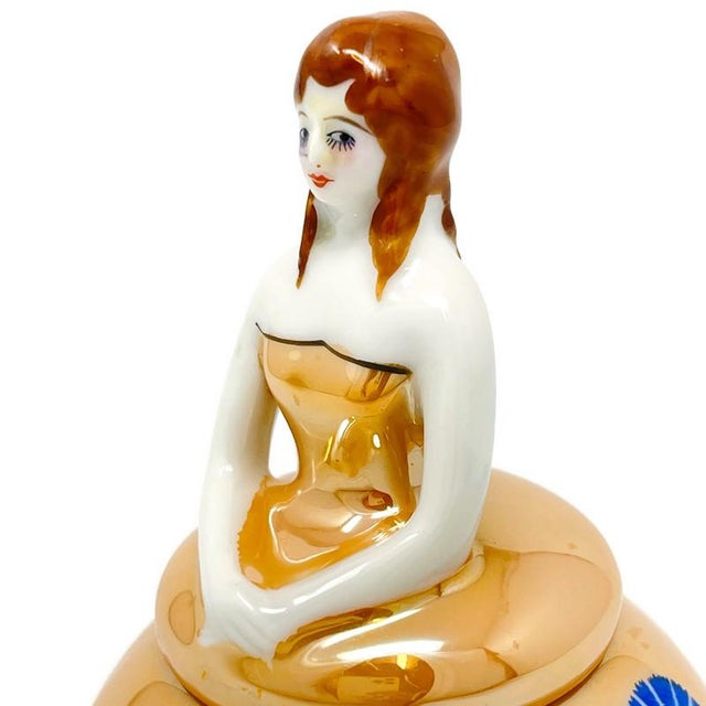 Noritake Art Deco 1920s Old Noritake Lady Luster Color Figural Inkwell, Japan For Sale - Image 4 of 12