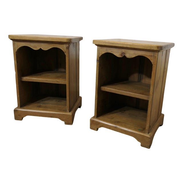 Pine Bedside Tables with Open Shelves, 1960s, Set of 2 For Sale
