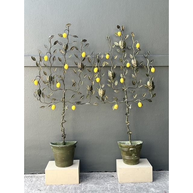 Vintage Italian Lemon Tole Tree Lights - A Pair For Sale - Image 11 of 12