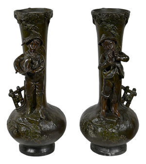 Late 19th Century Enfants Musiciens Vases in the style of A. Moreau, Set of 2