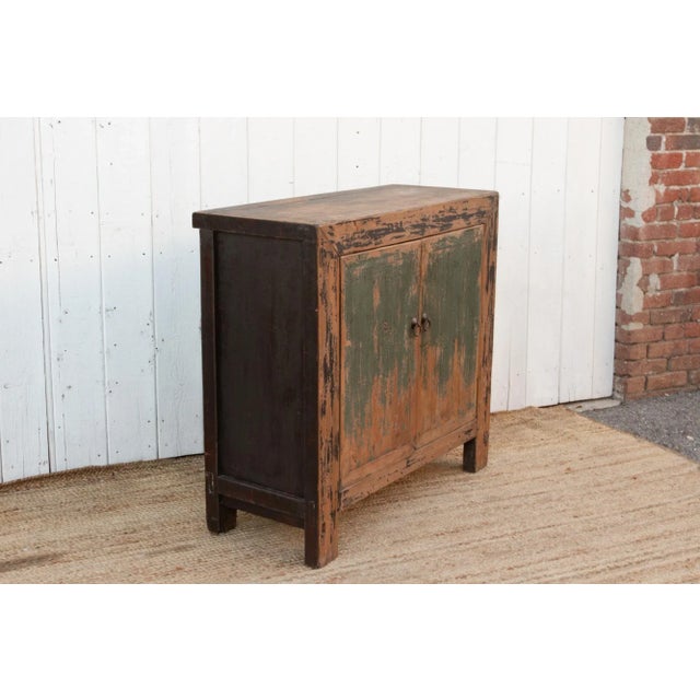 Wood Vintage Teal & Black Asian Cabinet For Sale - Image 7 of 9