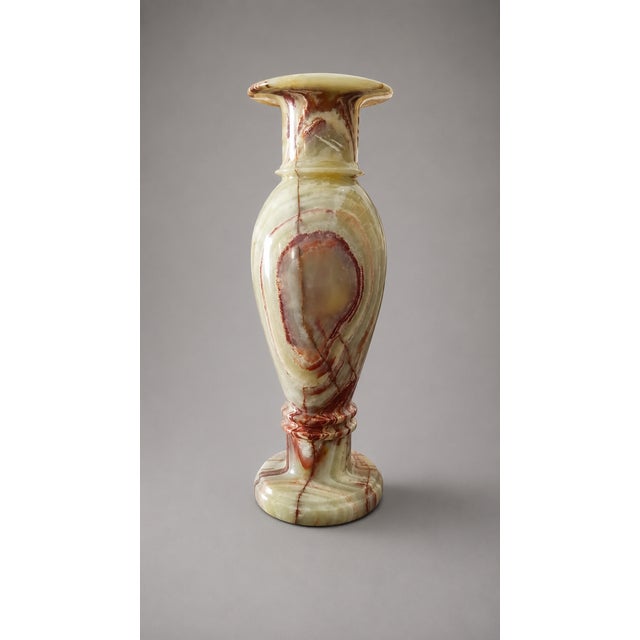 Rare Onyx Marble Floor Vase – 24" X 8" Decorative Vase by Zarva Stone For Sale - Image 13 of 13