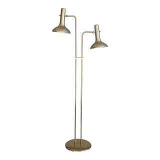 Vintage Double Headed Brass Floor Lamp For Sale