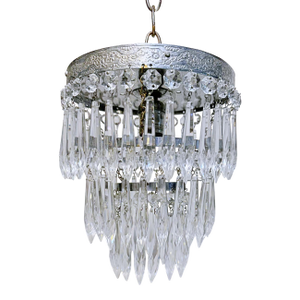 Vintage 1960s Italian Silver Rim Upside Down Layered Chandelier