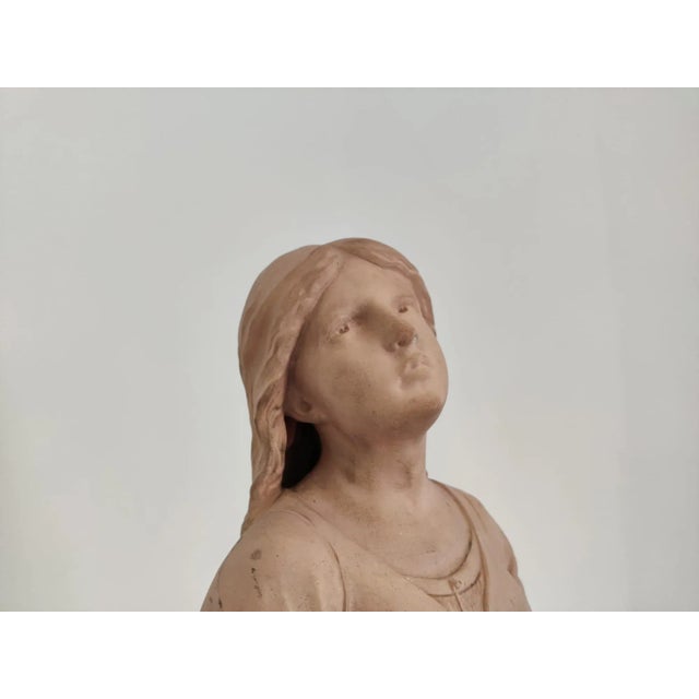 Antique Terracotta Girl with Mandolin Sculpture For Sale - Image 11 of 18