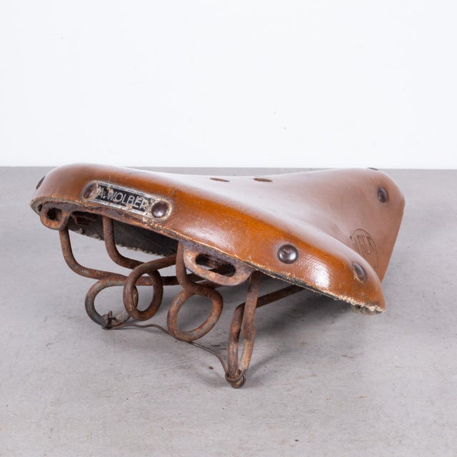 Vintage Italian and French Leather Bicycle Seats C.1930 For Sale - Image 11 of 12