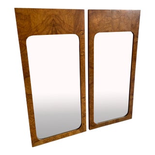 1970s Vintage Lane Burl Wood Mirrors - a Pair For Sale
