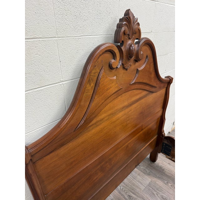 Antique Full Size Late Victorian Carved Walnut Bed For Sale - Image 13 of 18